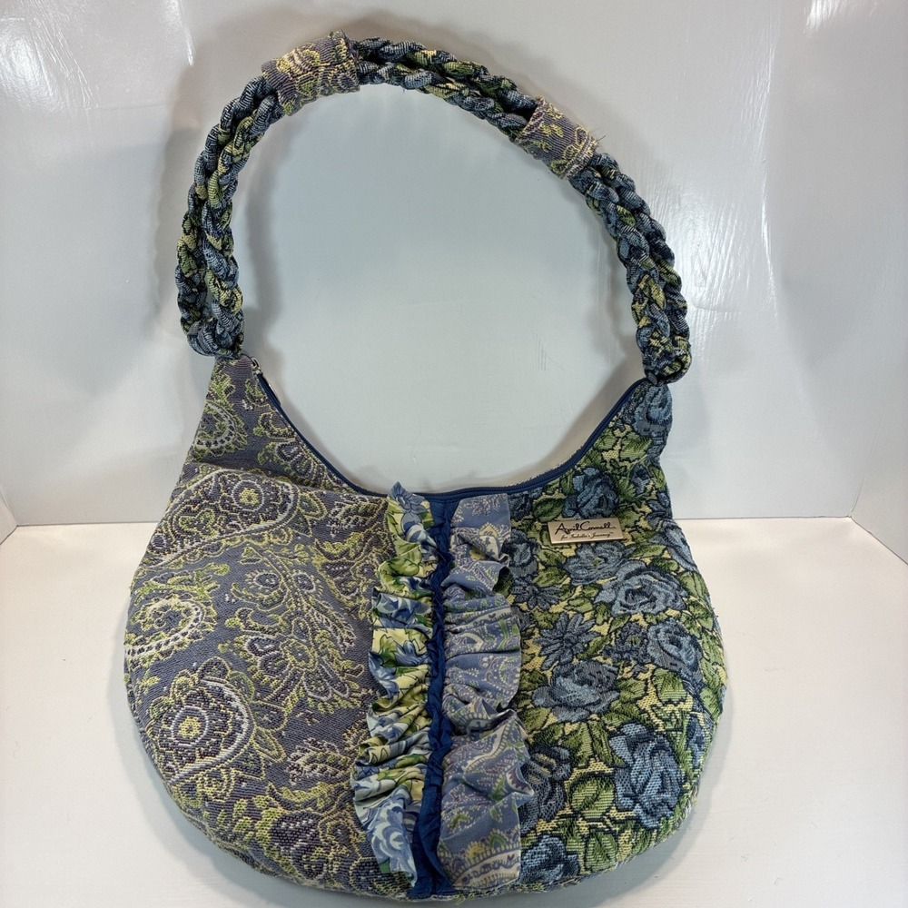 April Cornell for Isabella's Journey Green blue Tapestry Shoulder Bag Boho tote